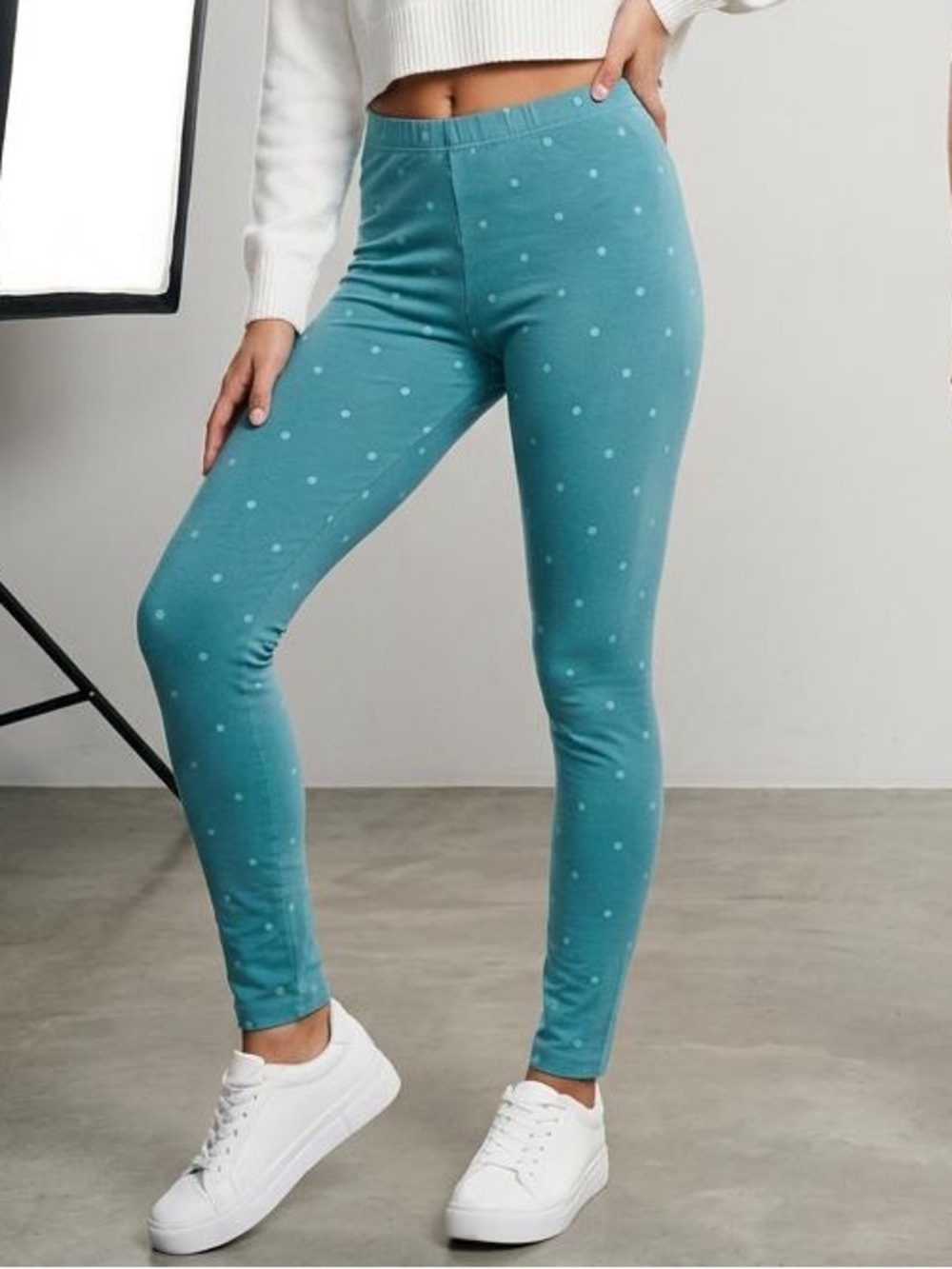 OshKosh B'gosh Teal Leggings with Light Dot Print